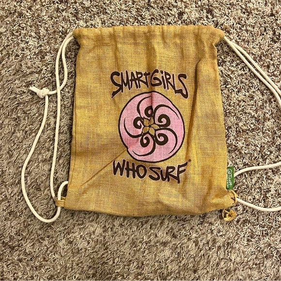Tuwa Designs Earth Conscience Burlap Backpack Smart Girls Who Surf - Picture 1 of 4